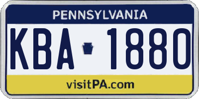 PA license plate KBA1880