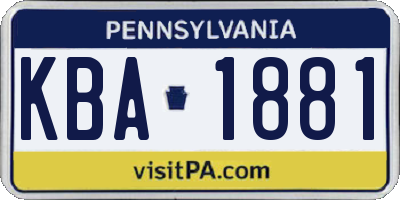 PA license plate KBA1881
