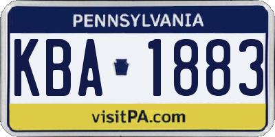 PA license plate KBA1883