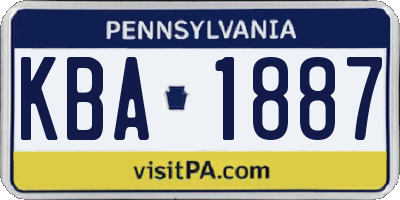 PA license plate KBA1887