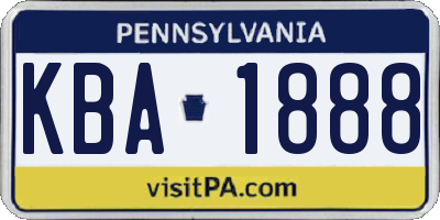 PA license plate KBA1888