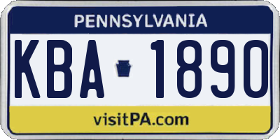 PA license plate KBA1890