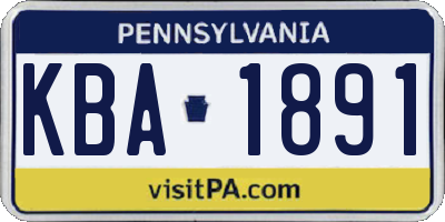 PA license plate KBA1891