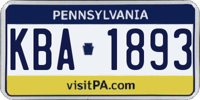 PA license plate KBA1893