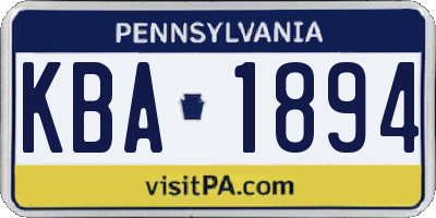 PA license plate KBA1894