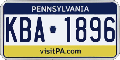 PA license plate KBA1896