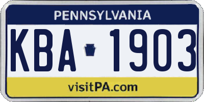 PA license plate KBA1903