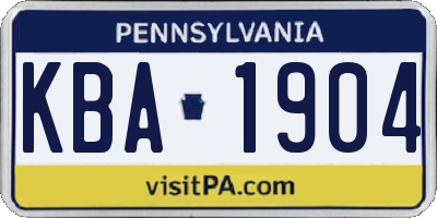 PA license plate KBA1904
