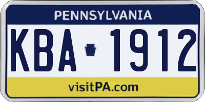 PA license plate KBA1912