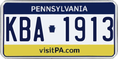 PA license plate KBA1913