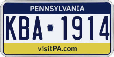 PA license plate KBA1914