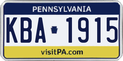 PA license plate KBA1915