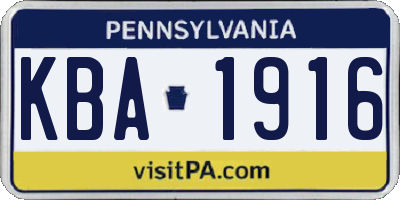 PA license plate KBA1916