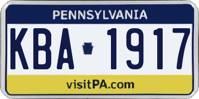 PA license plate KBA1917