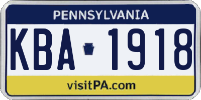 PA license plate KBA1918