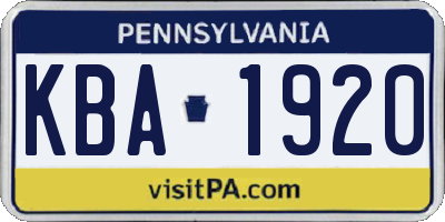 PA license plate KBA1920