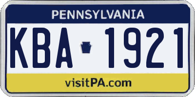 PA license plate KBA1921