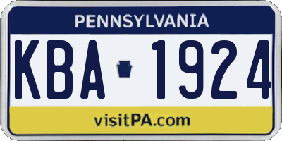 PA license plate KBA1924