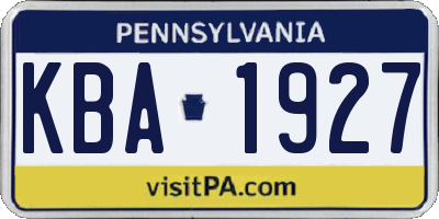 PA license plate KBA1927