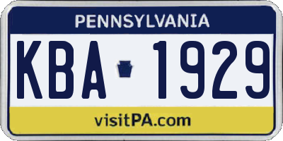 PA license plate KBA1929
