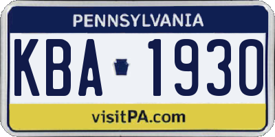 PA license plate KBA1930