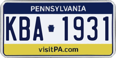 PA license plate KBA1931