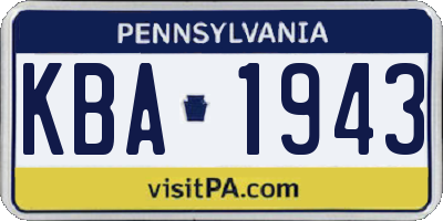PA license plate KBA1943