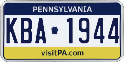 PA license plate KBA1944