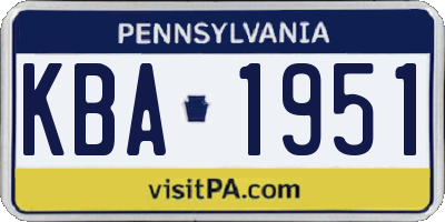 PA license plate KBA1951