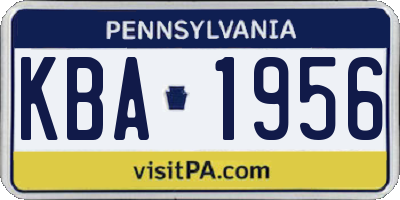 PA license plate KBA1956