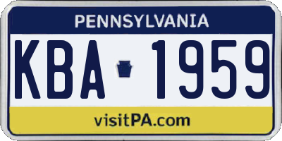 PA license plate KBA1959