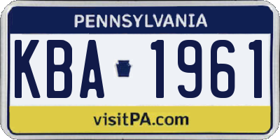 PA license plate KBA1961
