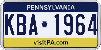 PA license plate KBA1964