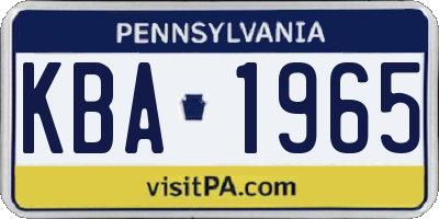 PA license plate KBA1965