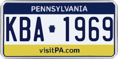 PA license plate KBA1969