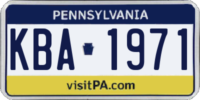 PA license plate KBA1971