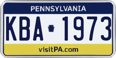 PA license plate KBA1973