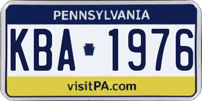 PA license plate KBA1976