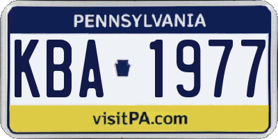 PA license plate KBA1977
