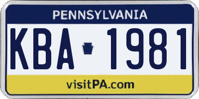 PA license plate KBA1981