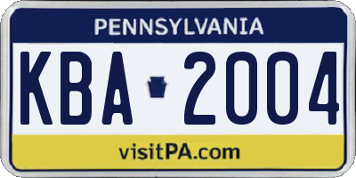 PA license plate KBA2004