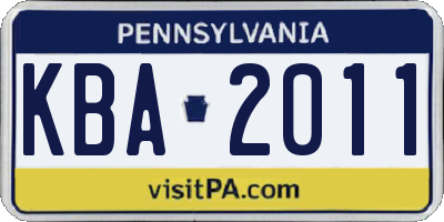 PA license plate KBA2011