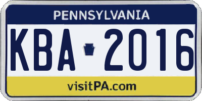PA license plate KBA2016