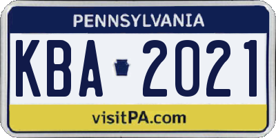 PA license plate KBA2021