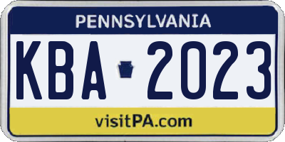 PA license plate KBA2023