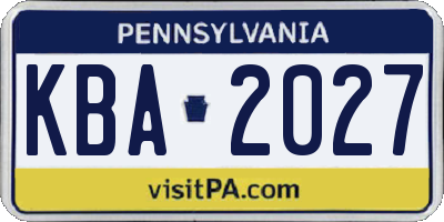 PA license plate KBA2027