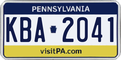 PA license plate KBA2041