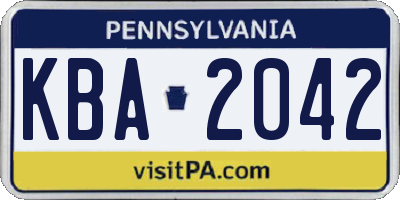 PA license plate KBA2042