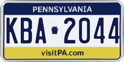 PA license plate KBA2044