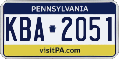 PA license plate KBA2051